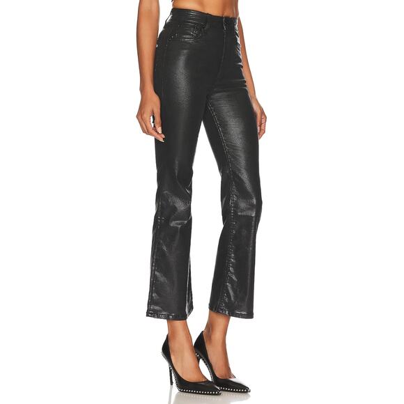 RAG & BONE Casey High Rise Ankle Flare Jean Coated Black 5-Pocket Women's 31 - Picture 1 of 16